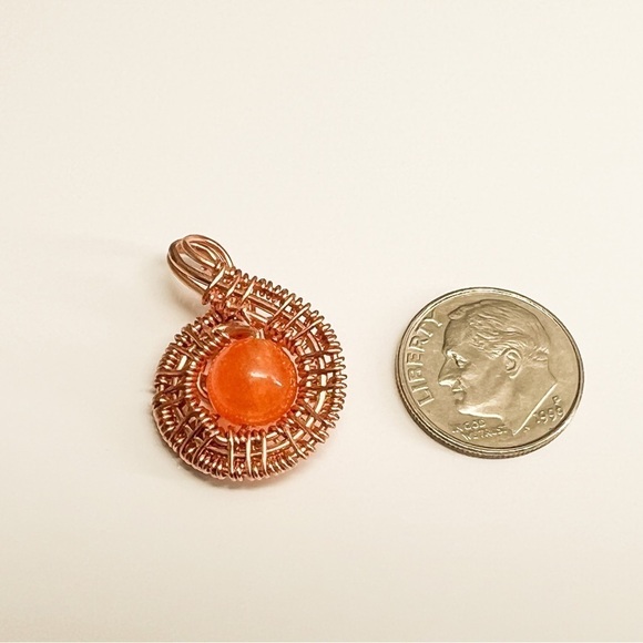 Artisan Copper Wire Wrap Carnelian Pendant - Picture 5 of 10